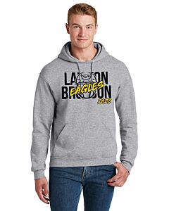Jerzees® - NuBlend® Pullover Hooded Sweatshirt - Front Imprint Lawton Bronson Helmet Logo-Athletic Heather