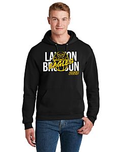 Jerzees® - NuBlend® Pullover Hooded Sweatshirt - Front Imprint Lawton Bronson Helmet Logo-Black