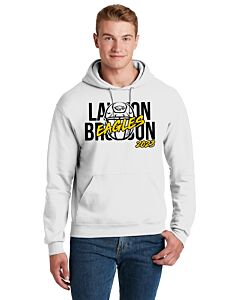 Jerzees® - NuBlend® Pullover Hooded Sweatshirt - Front Imprint Lawton Bronson Helmet Logo-White