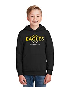 Hanes® - Youth EcoSmart® Pullover Hooded Sweatshirt  - Front Imprint Lawton Bronson Football Logo-Black