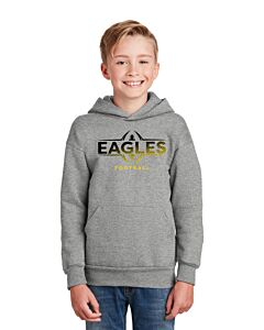 Hanes® - Youth EcoSmart® Pullover Hooded Sweatshirt  - Front Imprint Lawton Bronson Football Logo
