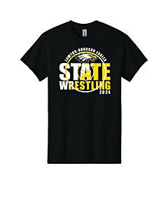 Gildan® - Youth Heavy Cotton™ 100% Cotton T-Shirt - Eagles State Wrestling 2024 - Front &amp; Back Imprint-Black