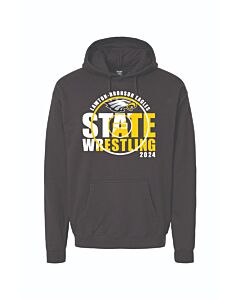 Hanes - Perfect Fleece Hooded Sweatshirt- Eagles State Wrestling 2024 - Front & Back Imprint