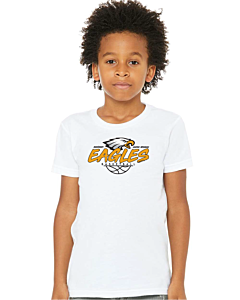 BELLA + CANVAS - Youth Unisex Jersey Tee - LB Basketball Grunge Logo-White