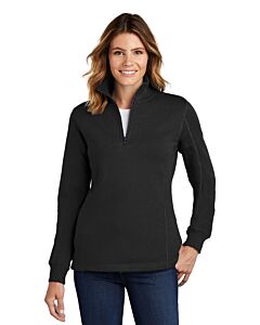 Sport-Tek® Ladies 1/4-Zip Sweatshirt-Black-Lawton Bronson Eagle Head