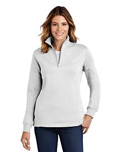 Sport-Tek® Ladies 1/4-Zip Sweatshirt-White-Lawton Bronson 1