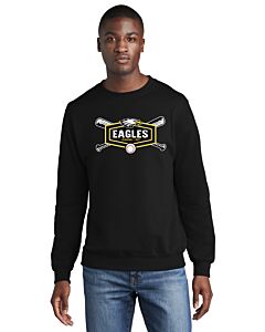 Port &amp; Company® Core Fleece Crewneck Sweatshirt - Front Imprint - Eagles Baseball 2023-Black