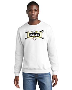 Port &amp; Company® Core Fleece Crewneck Sweatshirt - Front Imprint - Eagles Baseball 2023-White