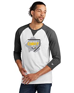 New Era® Sueded Cotton Blend 3/4-Sleeve Baseball Raglan Tee - Front Imprint - Rub Some Dirt In It