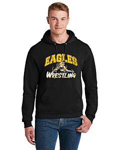 JERZEES® - NuBlend® Youth Pullover Hooded Sweatshirt - Eagles Wrestling Grunge Logo -Black