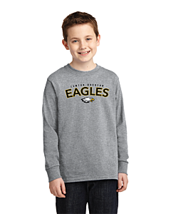 Port &amp; Company® Youth Long Sleeve Core Cotton Tee (Eagle Classic Logo)-Athletic Heather