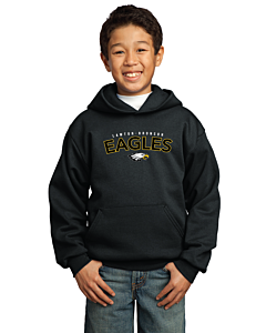 Port &amp; Company® Youth Core Fleece Pullover Hooded Sweatshirt (Eagle Classic Logo)-Jet Black