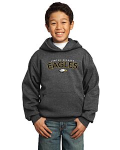 Port &amp; Company® Youth Core Fleece Pullover Hooded Sweatshirt (Eagle Classic Logo)-Dark Gray Heather