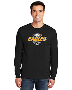 Gildan® 100% US Cotton Long Sleeve T-Shirt - LB Basketball Grunge Logo-Black
