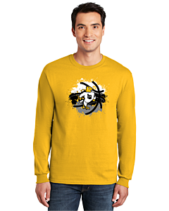 Gildan® 100% US Cotton Long Sleeve T-Shirt - Eagles Graffiti Logo-Gold