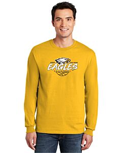 Gildan® 100% US Cotton Long Sleeve T-Shirt - LB Basketball Grunge Logo-Gold