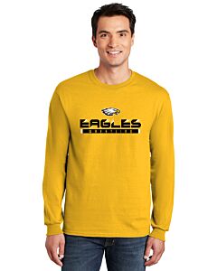 Gildan® 100% US Cotton Long Sleeve T-Shirt - Front Imprint - Eagles High School Wrestling-Gold