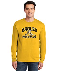 Gildan® 100% US Cotton Long Sleeve T-Shirt - LB Youth Wrestling Grunge Logo-Gold