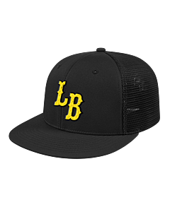 Flexfit® Performance Trucker Mesh Back Cap - LB Puff Logo (Baseball on back)-Black