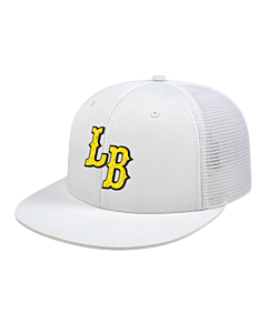 Flexfit® Performance Trucker Mesh Back Cap - LB Puff Logo (Baseball on back)-White