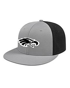 Flexfit® Perforated Performance Cap - Silver/Silver/Black - LB Eagle Front & Football Back - Puff EMB 