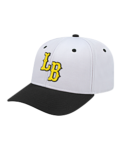 Original Poly/Cotton Snap Back Cap - LB Puff Logo Front Only - White Hat with Black Bill 