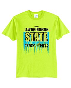 Port & Company® Core Blend Tee - State Track 2024 - Two-sided Imprint - Design1 - Safety Green