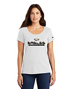 Nike Ladies Dri-FIT Cotton/Poly Scoop Neck Tee - Front Imprint - LB High School Wrestling -White