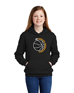 Port &amp; Company® Youth Core Fleece Pullover Hooded Sweatshirt - Eagles Basketball Logo-Jet Black