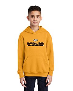 Port &amp; Company® Youth Core Fleece Pullover Hooded Sweatshirt - Eagles High School Wrestling -Gold