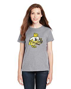 Hanes® - Ladies Perfect-T Cotton T-Shirt - DTG - LB Walking Eagle Logo-Light Steel