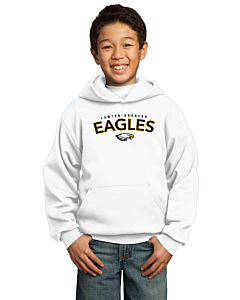 Port &amp; Company® Youth Core Fleece Pullover Hooded Sweatshirt (Eagle Classic Logo)-White