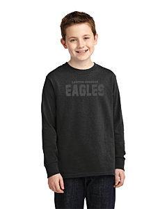 Port & Company® Youth Long Sleeve Core Cotton Tee (Eagle Monochromatic Logo)